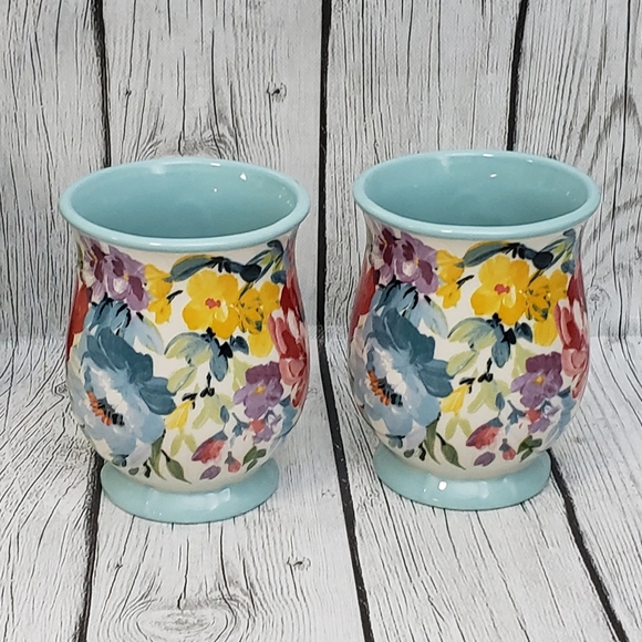 2 NWT Pioneer Woman Sweet Romance Blossoms Ceramic Mugs Floral Blue Green - Picture 4 of 8